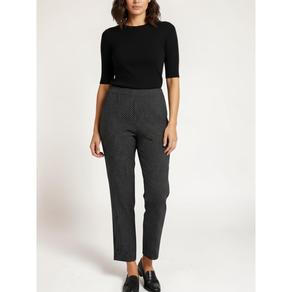 Charter Club Petite Classic Fit Polka Dot Pants Black White Side Zip 12P Vintage